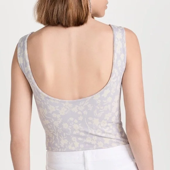 Free people X Intimately FP Clean Lines Printed Bodysuit in Lilac Combo - Picture 3 of 9